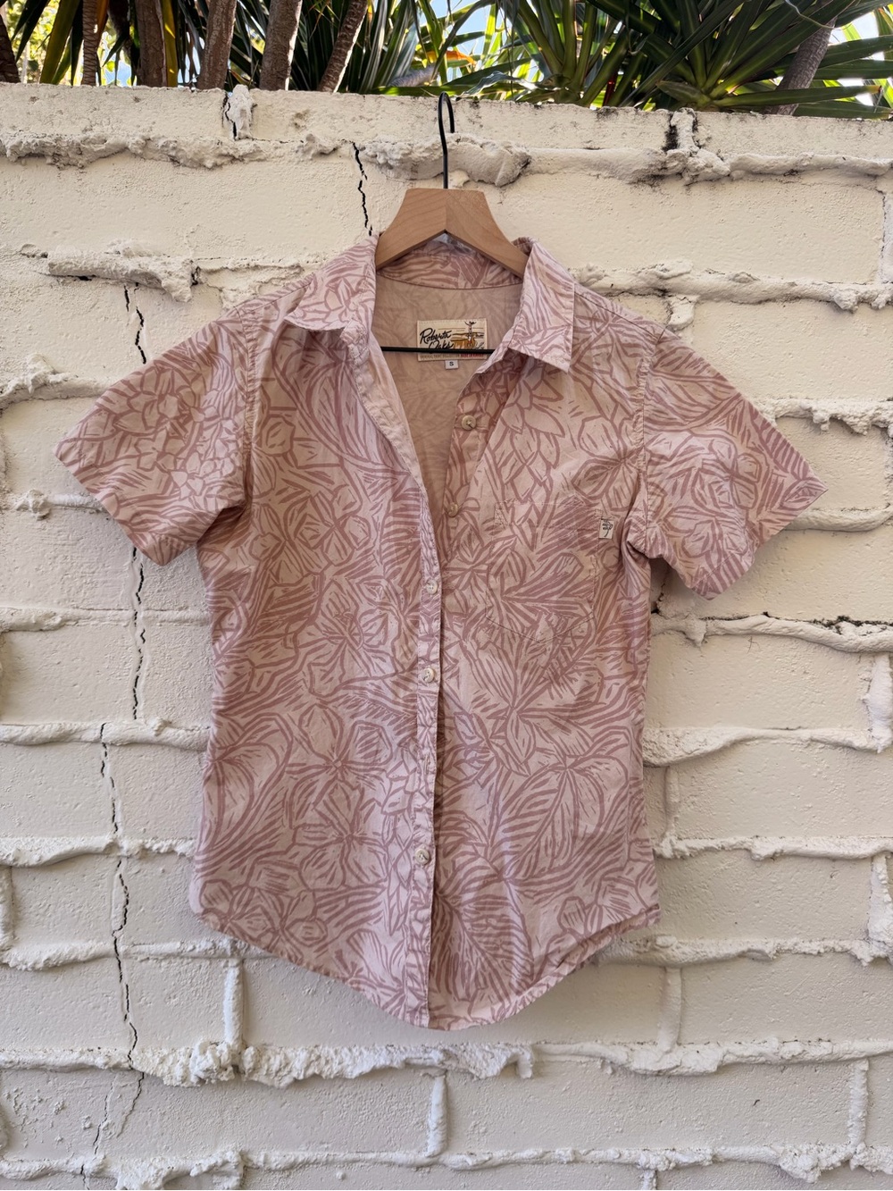Roberta Bridal Blush Pink Floral Short-Sleeve Button-Down Shirt